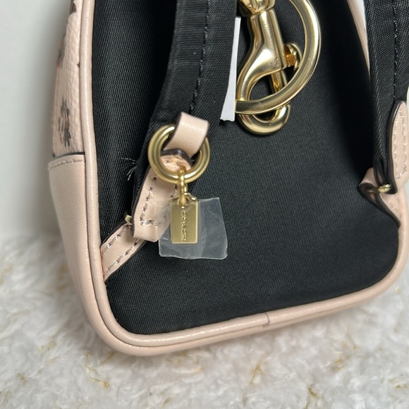 Coach Pink and Brown Floral Mini Bag Keychain - Picture 6 of 13